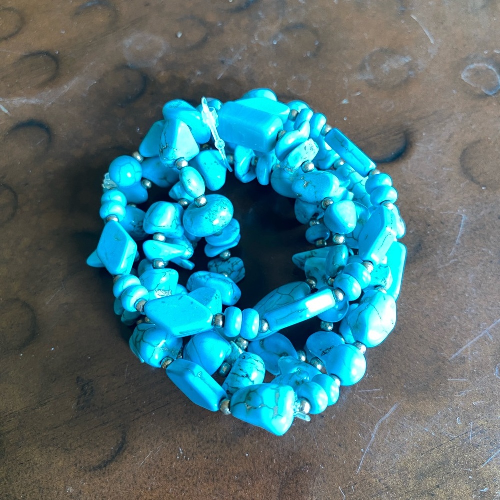 5 Vibrant Turquoise Stone Chip Bracelets